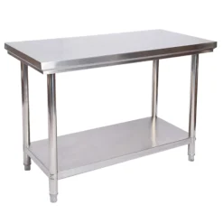 Wiltec Edelstahl Tisch Arbeitstisch Edelstahltisch mit Ablage 100x60x85cm für Gastro Küche Werkstatt Garten Keller mit höhenverstellbare Füßen