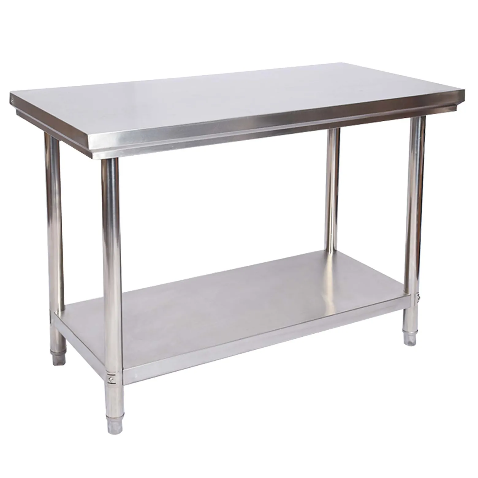 Wiltec Edelstahl Tisch Arbeitstisch Edelstahltisch mit Ablage 100x60x85cm für Gastro Küche Werkstatt Garten Keller mit höhenverstellbare Füßen
