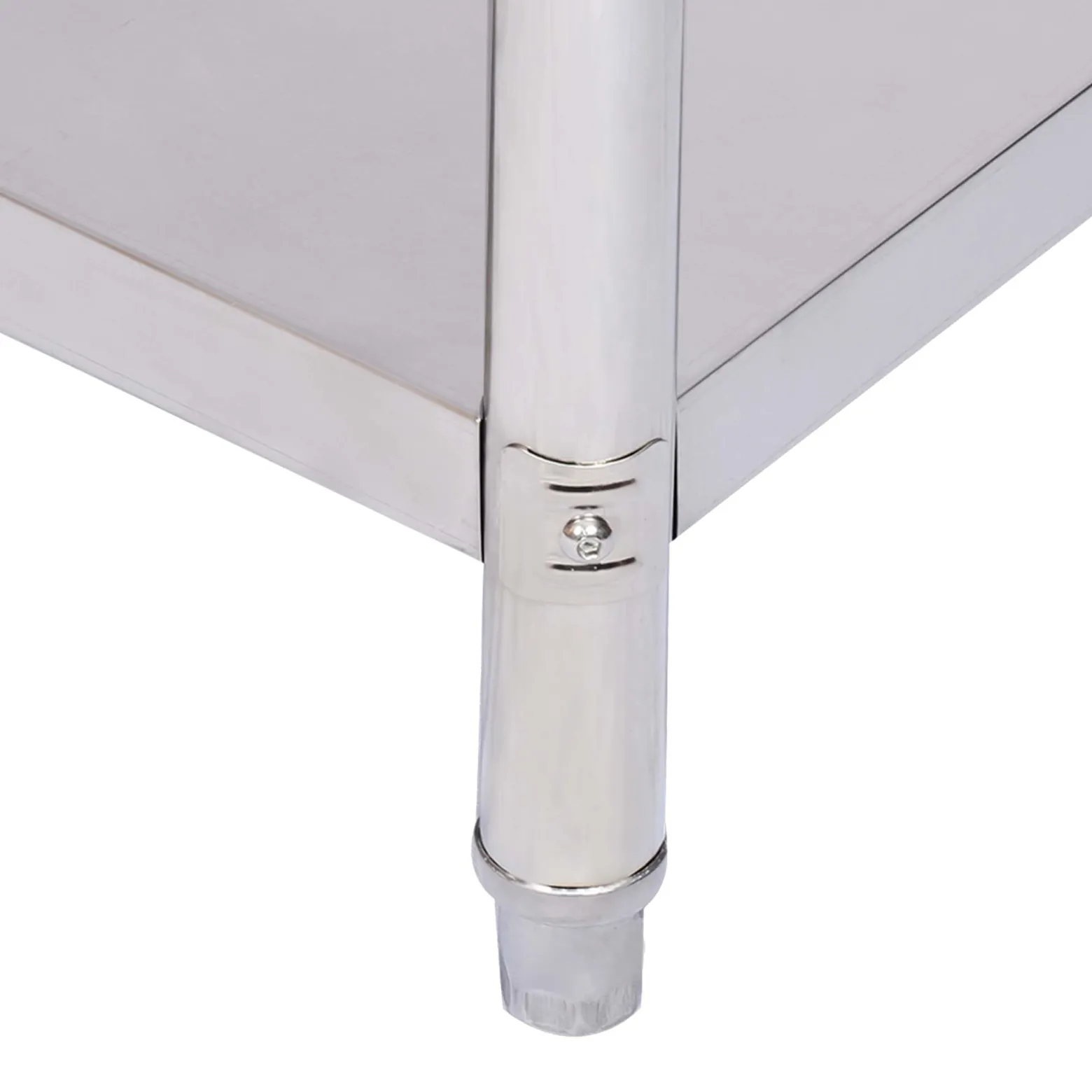 Wiltec Edelstahl Tisch Arbeitstisch Edelstahltisch mit Ablage 100x60x85cm für Gastro Küche Werkstatt Garten Keller mit höhenverstellbare Füßen