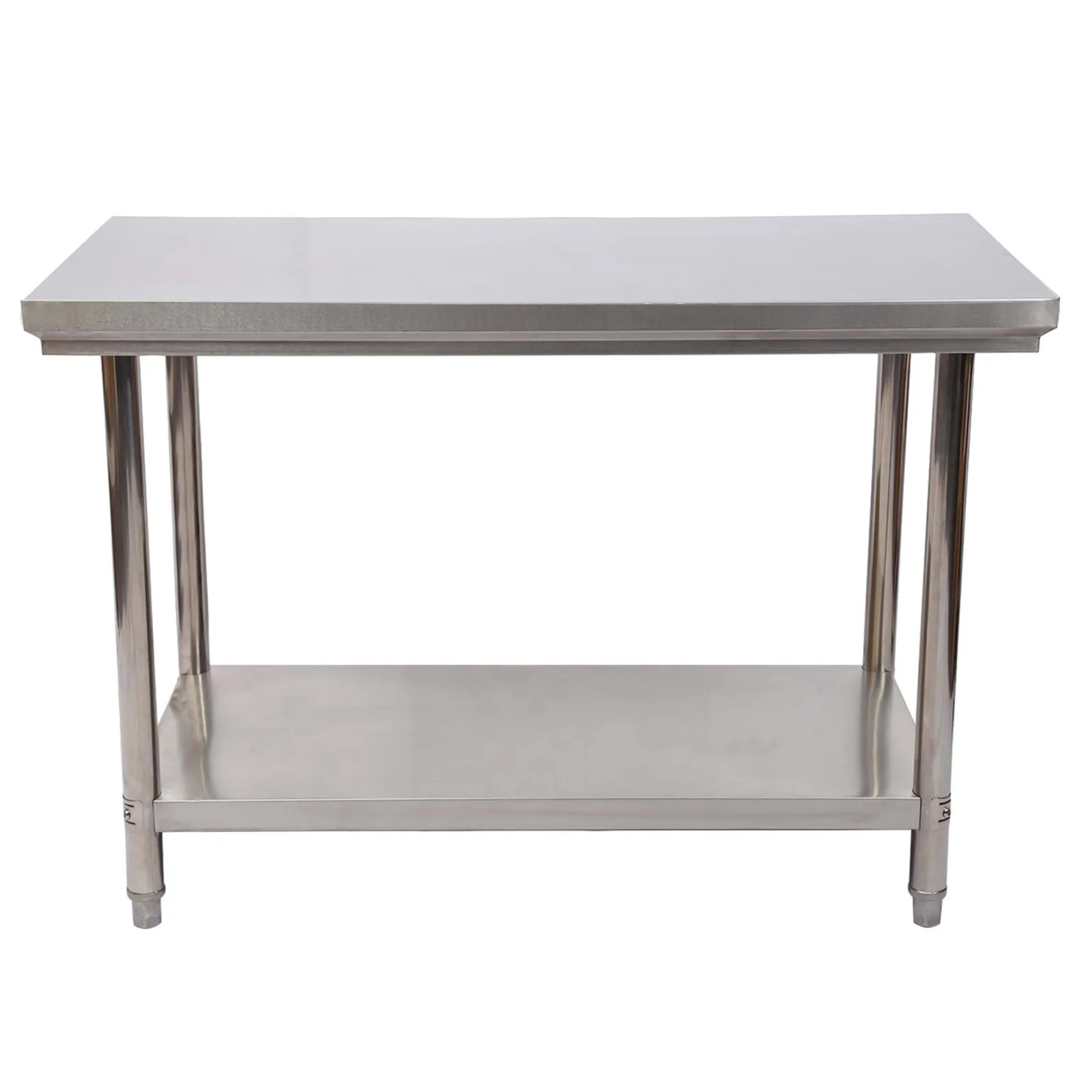 Wiltec Edelstahl Tisch Arbeitstisch Edelstahltisch mit Ablage 100x60x85cm für Gastro Küche Werkstatt Garten Keller mit höhenverstellbare Füßen