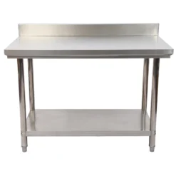 Wiltec Edelstahl Tisch Arbeitstisch Edelstahltisch mit Aufkantung 100x60x85cm für Gastro Küche Werkstatt Garten Keller mit höhenverstellbare Füßen