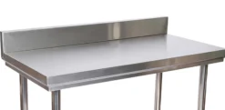Wiltec Edelstahl Tisch Arbeitstisch Edelstahltisch mit Aufkantung 100x60x85cm für Gastro Küche Werkstatt Garten Keller mit höhenverstellbare Füßen