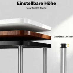 Wiltec Edelstahl Tischbein 4er Set Möbelfuss Verstellbar Ø60mm 710mm Chrom