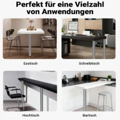 Wiltec Edelstahl Tischbein 4er Set Möbelfuss Verstellbar Ø60mm 870mm Chrom