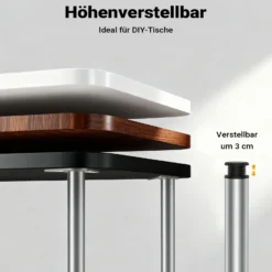 Wiltec Edelstahl Tischbein 4er Set Möbelfuss Verstellbar Ø60mm 1100mm Nickel