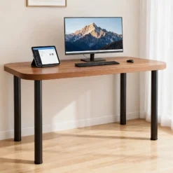 Wiltec Edelstahl Tischbein Set, schwarz, 4 Möbelfüße Ø 60 mm und mit verstellbarer Länge 820-850 mm, bis 200 kg Tragkraft