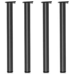 Wiltec Edelstahl Tischbein Set, schwarz, 4 Möbelfüße Ø 60 mm und mit verstellbarer Länge 820-850 mm, bis 200 kg Tragkraft