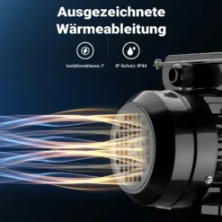 Wiltec Elektromotor 1-phasig, Elektro Motor 4-polig 0,37 kW, Einphasen Wechselstrommotor 1400 U/min, Induktionsmotor Aluminium, kompakter Motor