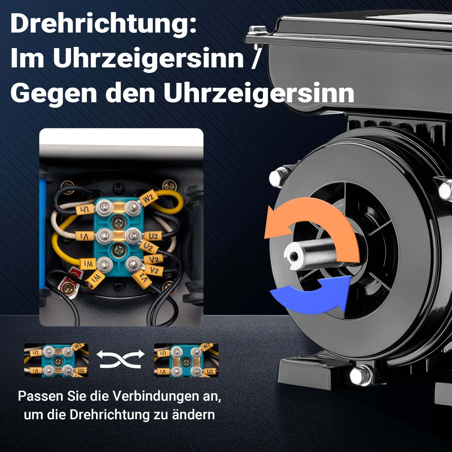 Wiltec Elektromotor 1-phasig, Elektro Motor 4-polig 1,1 kW, Einphasen Wechselstrommotor 1450 U/min, Induktionsmotor Aluminium, kompakter Motor