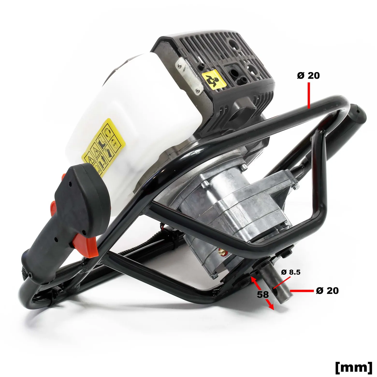 Wiltec Erdlochbohrer 1,4 kW 1,9 PS 52ccm Benzinmotor, Erdbohrer mit 2 Takt Motor, Pfahlbohrer Motorerdbohrer für saubere Bohrungen