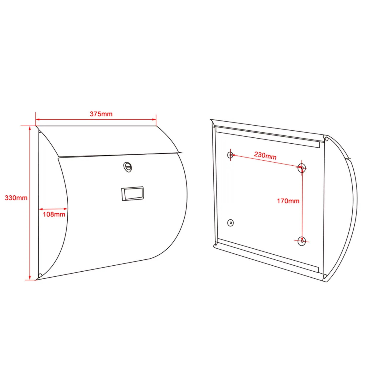 Wiltec 2er Set Briefkasten V17 Anthrazit 1000 x 95 x 1200 mm, Wandbriefkasten mit Schloss, Klappe, Namensschild, Ständer, Postkasten aus Stahl pulverbeschichtet
