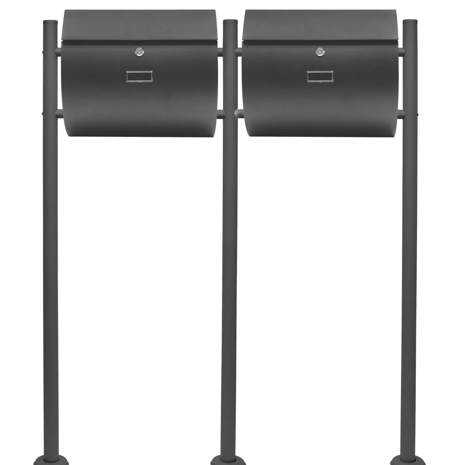 Wiltec 2er Set Briefkasten V17 Anthrazit 1000 x 95 x 1200 mm, Wandbriefkasten mit Schloss, Klappe, Namensschild, Ständer, Postkasten aus Stahl pulverbeschichtet