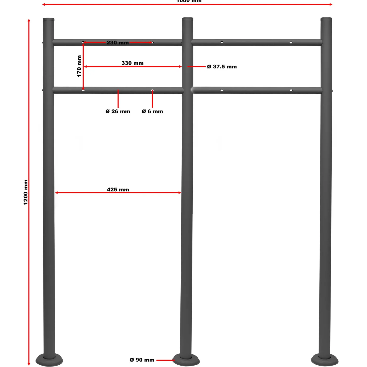 Wiltec 2er Set Designer Briefkasten V16 Anthrazit 1000 x 135 x 1200 mm, Wandbriefkasten mit Schloss, Zeitungsrolle, Ständer, Postkasten aus pulverbeschichtetem Stahl