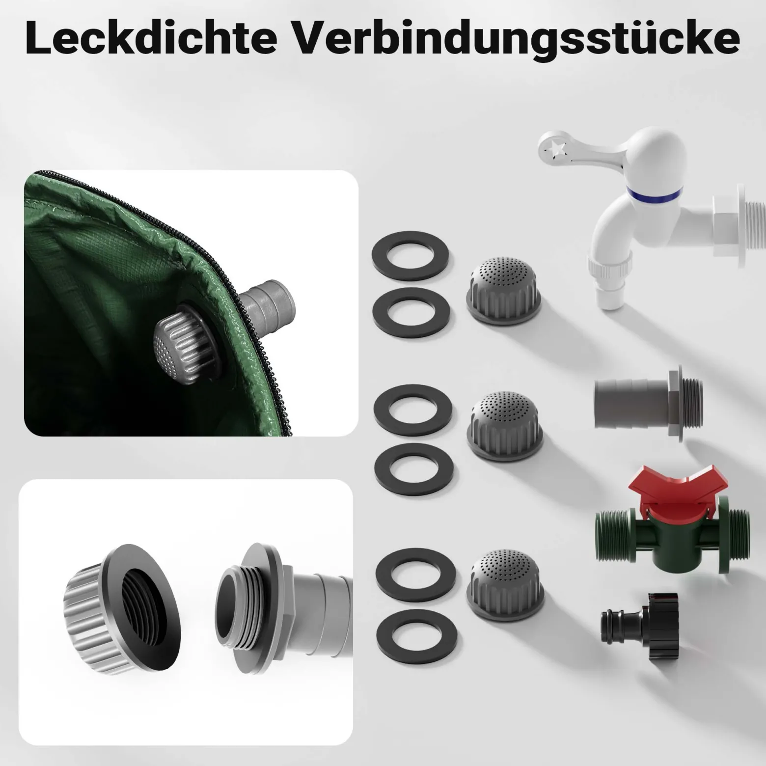 Wiltec Faltbare Regentonne 500 l mit Deckel, Regenfass aus 620 g/m² PVC, Regenwassertank mit Wasserhahn, Wasserspeicher Garten mit Schlauchanschluss
