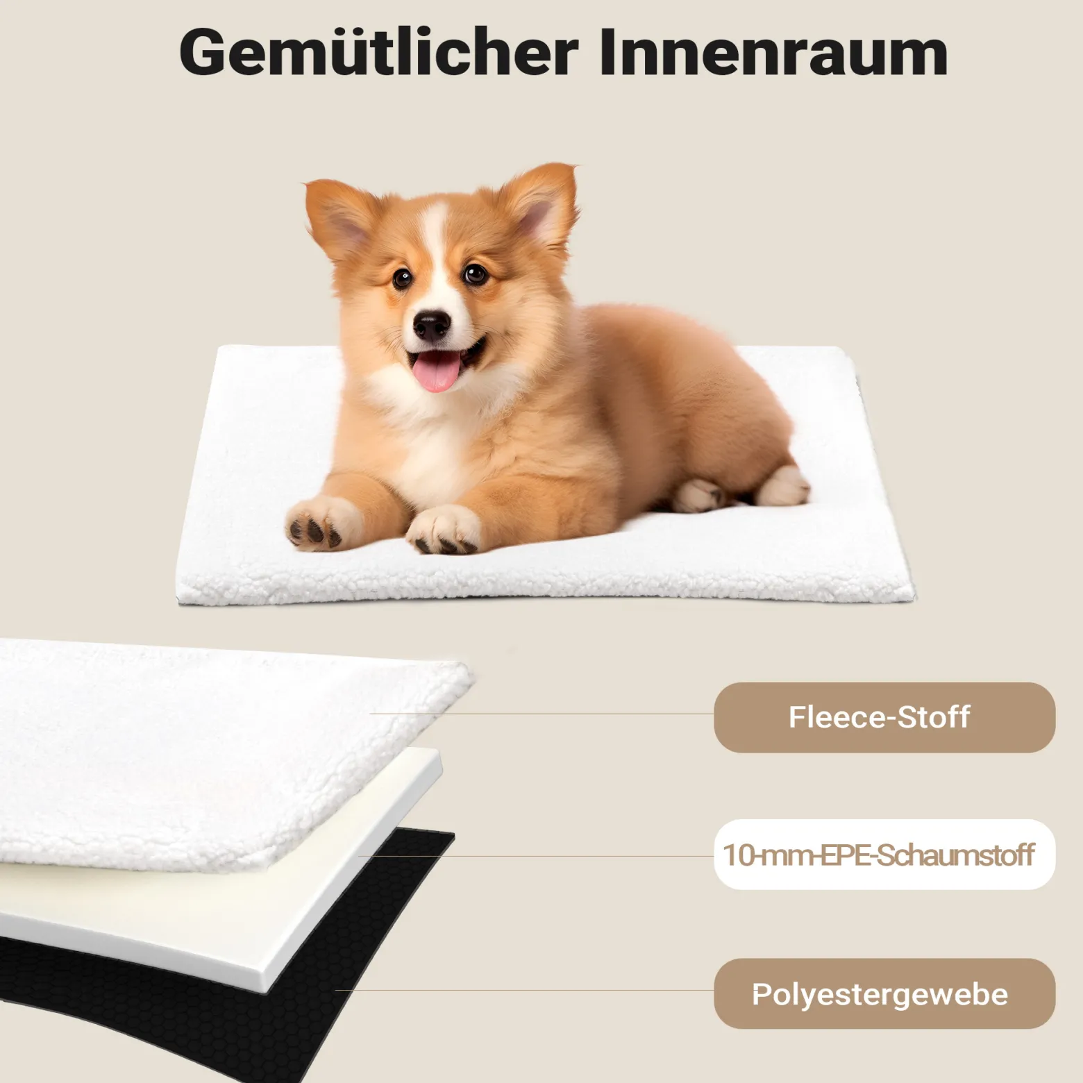 Wiltec Faltbare Transportbox für Hunde, Katze L (76x56x61 cm), robust, leicht, sicher, Hundebox mit entnehmbarem Kissen, Schwarz