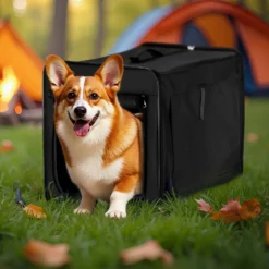 Wiltec Faltbare Transportbox für Hunde, Katzen XL (94x66x74cm), robust, leicht, sicher, Hundebox mit entnehmbarem Kissen, Schwarz