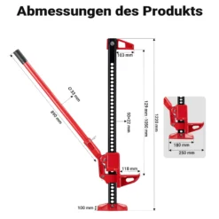 Wiltec Farm Jack – Allround-Set für SUV/Offroad, Wagenheber bis 3000 kg mit Stützplatte, Radhebe-Adapter, Stoßstangen-Adapter, Winden- & Klemmbefestigung