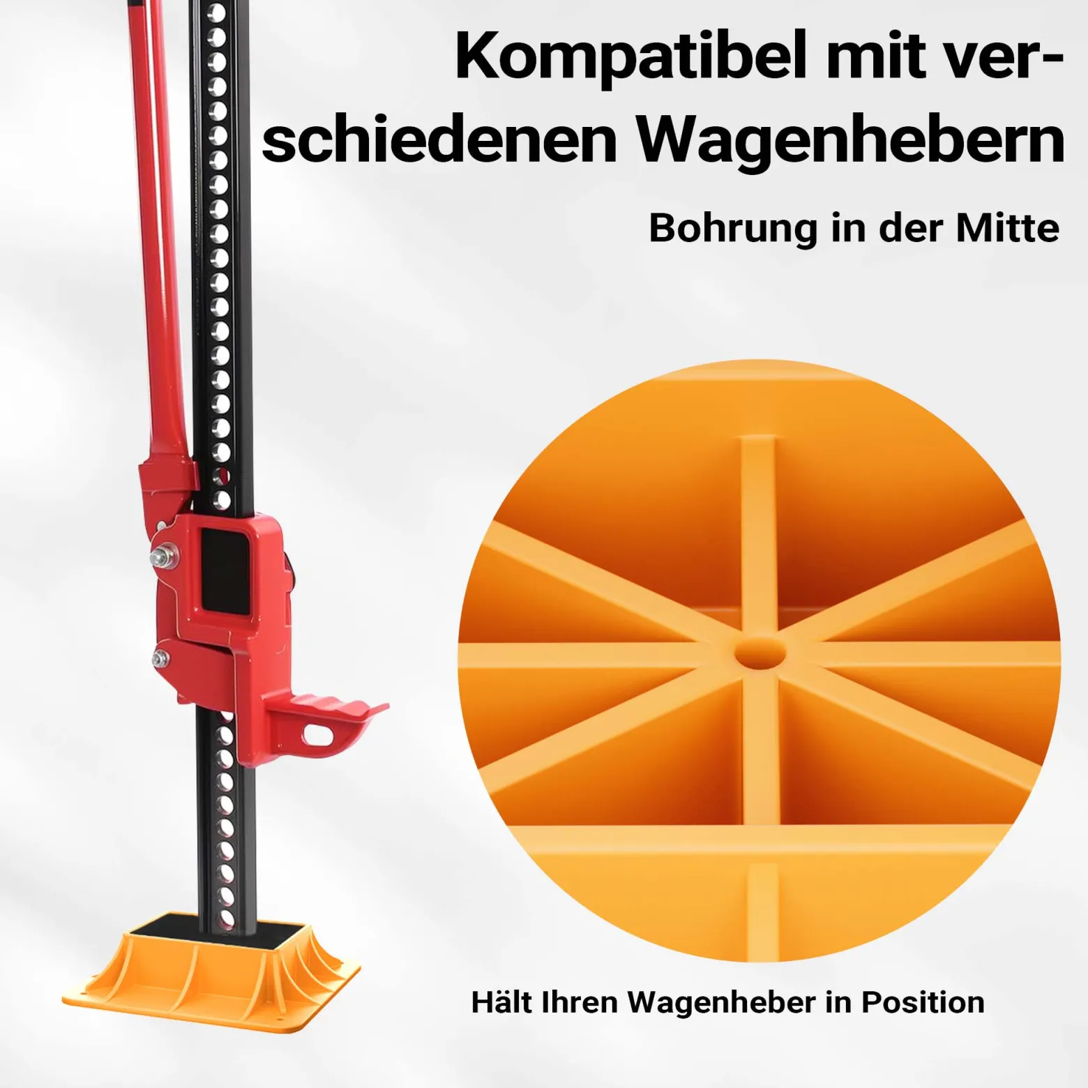 Wiltec Farm Jack Halterung Stützplatte, Wagenheber Unterlegplatte 29 x 29 cm, Farm Jack Zubehör Kunststoff, kompatibel mit Allzweckheber