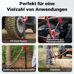 Wiltec Farm Jack – Kompakt-Offroad-Set für ATV/Anhänger, Wagenheber bis 3000 kg mit Unterlegplatte und Radhebe-Adapter