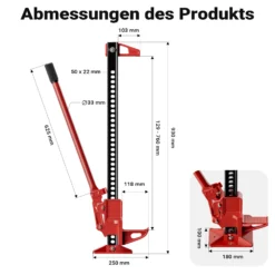 Wiltec Farm Jack – Kompakt-Set für ATV/Anhänger, Wagenheber bis 3000 kg mit Unterlegplatte und Radhebe-Adapter