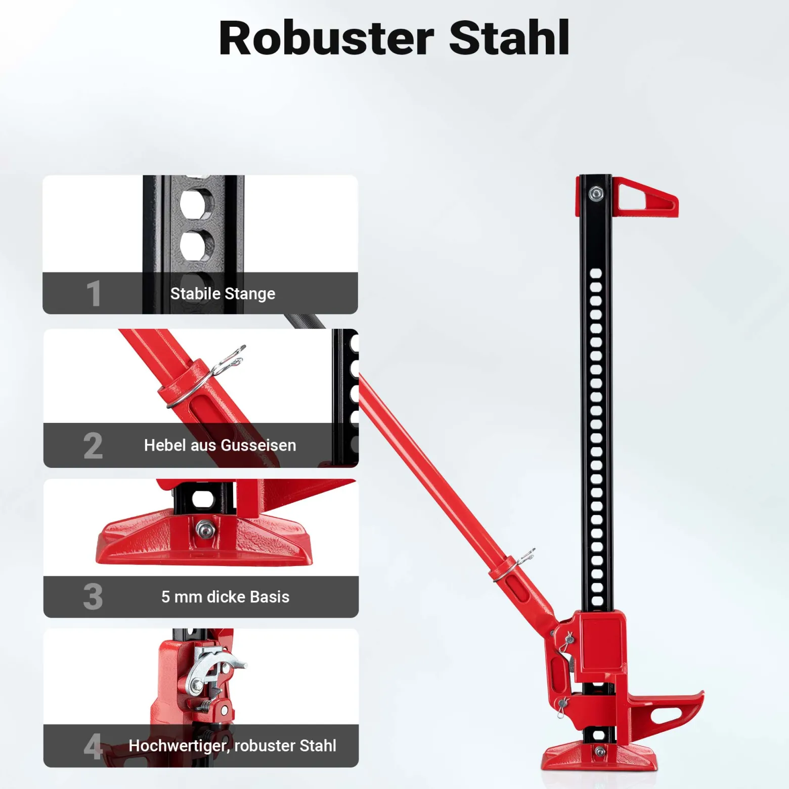 Wiltec Farm Jack – Kompakt-Set für ATV/Anhänger, Wagenheber bis 3000 kg mit Unterlegplatte und Radhebe-Adapter