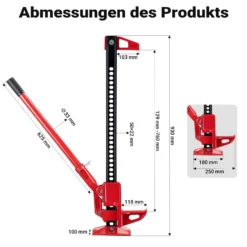 Wiltec Farm Jack – Kompakt-Transport-Set Wagenheber bis 3000 kg und max. 76 cm Hubhöhe mit Reserverad-Halterung