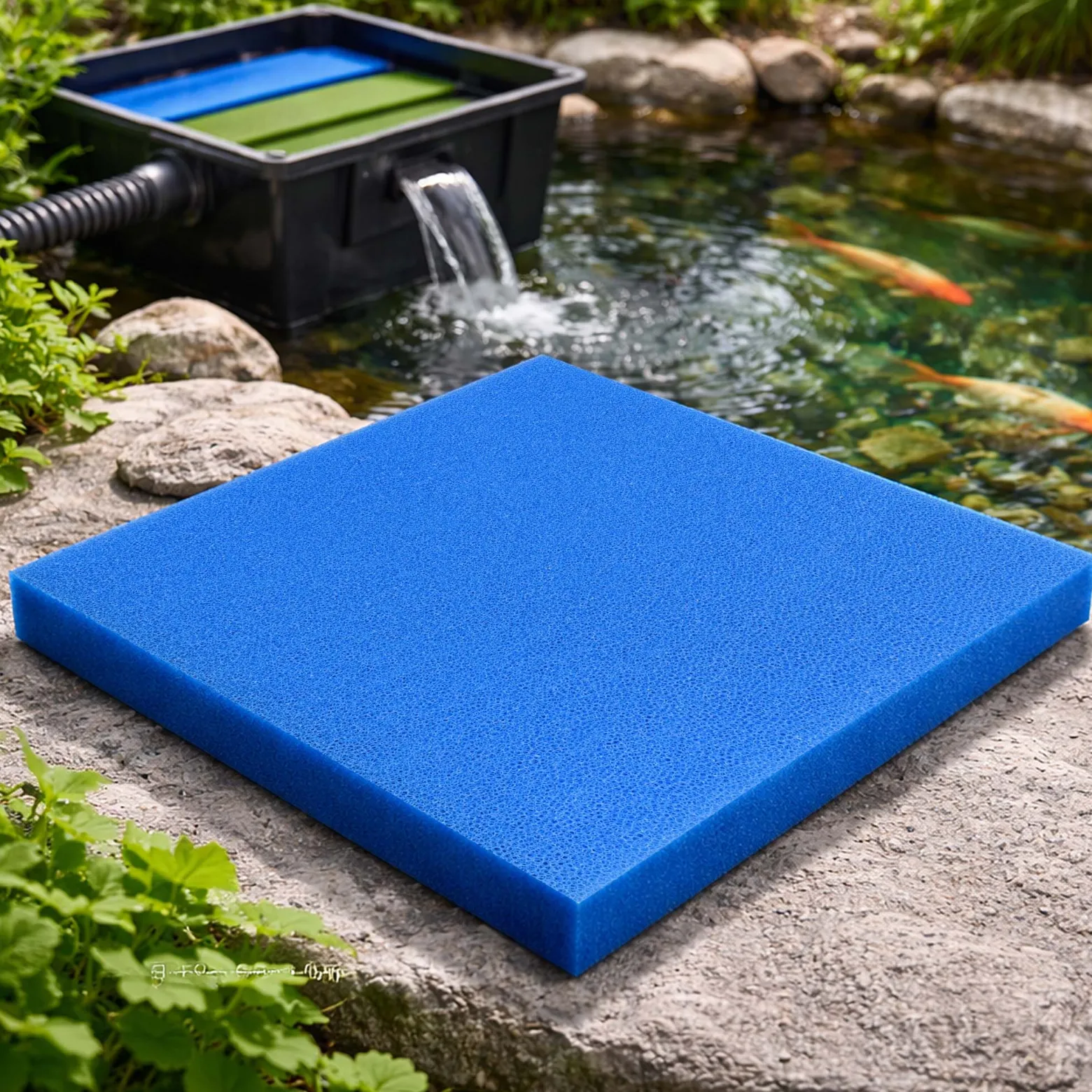 Wiltec Filtermatte Schaumstoff 50 x 50 x 5 cm grobe Porung 10 ppi für Teichfilter Aquarienfilter Aquarium Filter Außenfilter Wasser