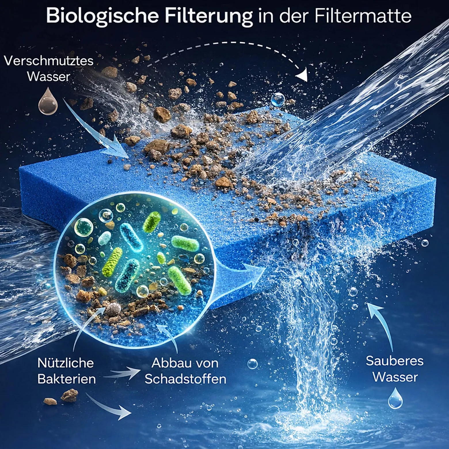Wiltec Filtermatte Schaumstoff 50 x 50 x 10 cm grobe Porung 10 ppi für Teichfilter Aquarienfilter Aquarium Filter Außenfilter Wasser