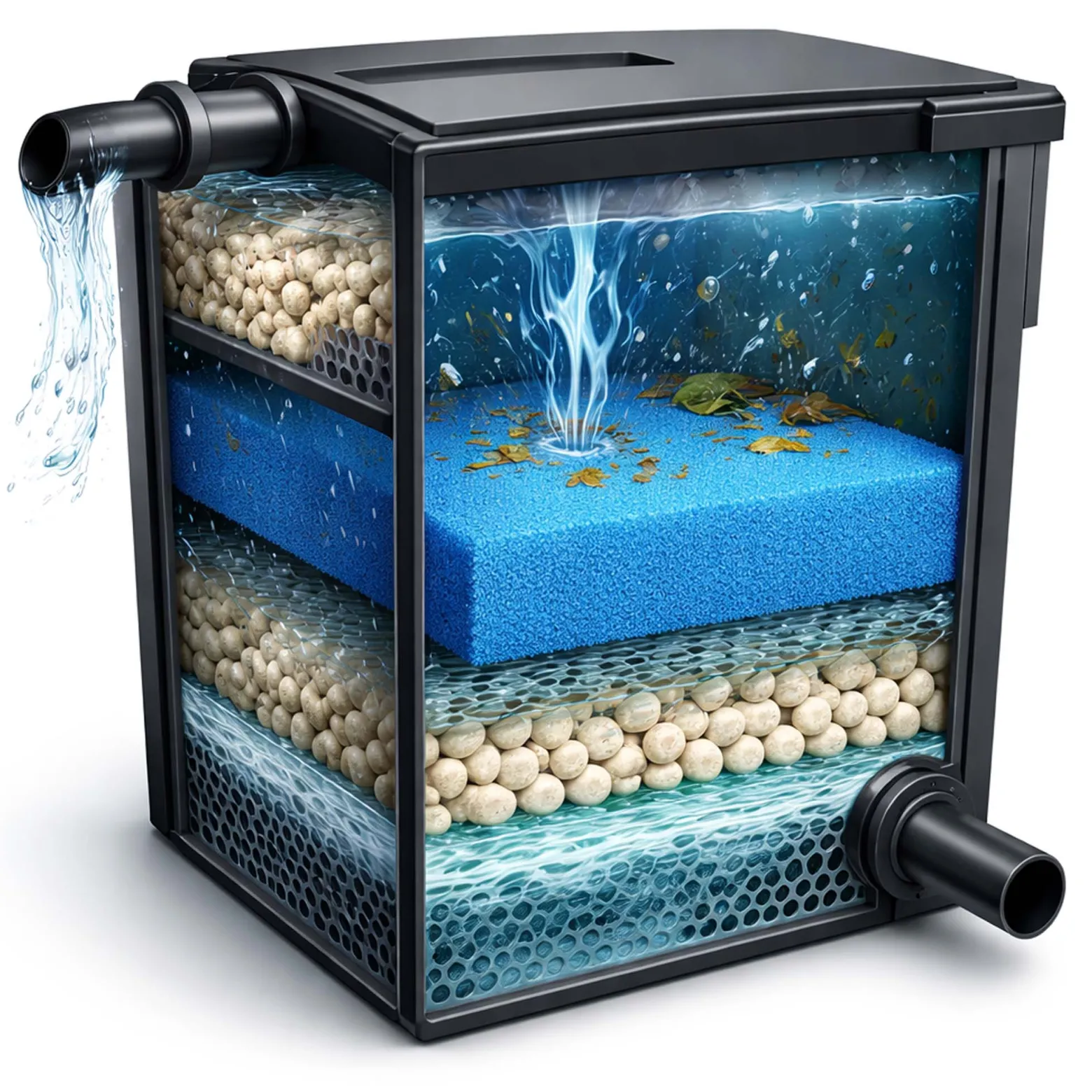 Wiltec Filtermatte Schaumstoff 50 x 50 x 10 cm feine Porung 30 ppi für Teichfilter Aquarienfilter Aquarium Filter Außenfilter Wasser