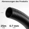 Wiltec Flexibler Förderschlauch 25m Spiralschlauch 38mm (1 1/2") schwarz mit Verstärkungsspirale Bewässerung Wasser Teich