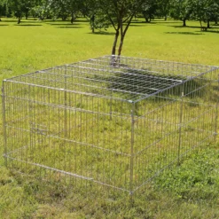 Wiltec Freilaufgehege für Kleintiere, 144 x 116 x 58 cm, stabiles und sicheres Laufstallgitter mit Sonnenschutz und 1 Öffnung