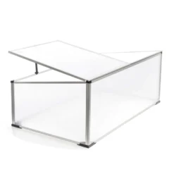 Wiltec Frühbeet Gewächshaus aus Aluminium, 100 x 60 x 40 cm, Gemüsebeet mit arretierbarem Dach und 2 Flügeln, witterungsbeständig, UV-Schutz