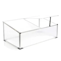Wiltec Frühbeet Gewächshaus aus Aluminium, 100 x 60 x 40 cm, Gemüsebeet mit arretierbarem Dach und 2 Flügeln, witterungsbeständig, UV-Schutz