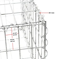 Wiltec Gabione 100 x 30 x 30 cm aus Drahtgitter, feuerverzinkter Gabionenzaun, Steinkorb für Gabionenwand, Gabionen Sichtschutz und Gabionen Hochbeet