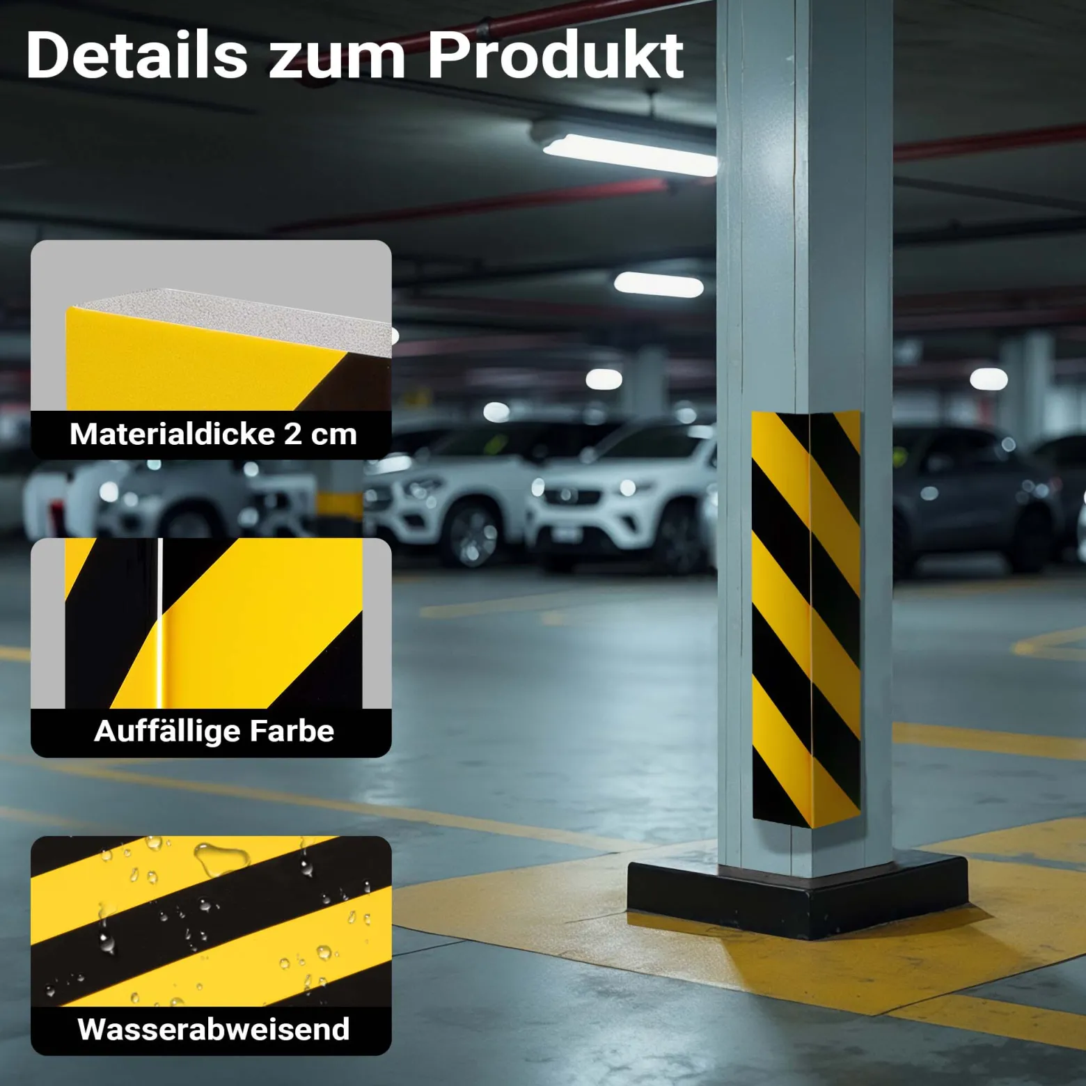 Wiltec Garagen Wandschutz 2 Stück je 400 x 75 x 20 mm, 2er-Set selbstklebender Türkantenschutz für Ihr Auto aus robustem EVA-Material, Einparkhilfe Garage