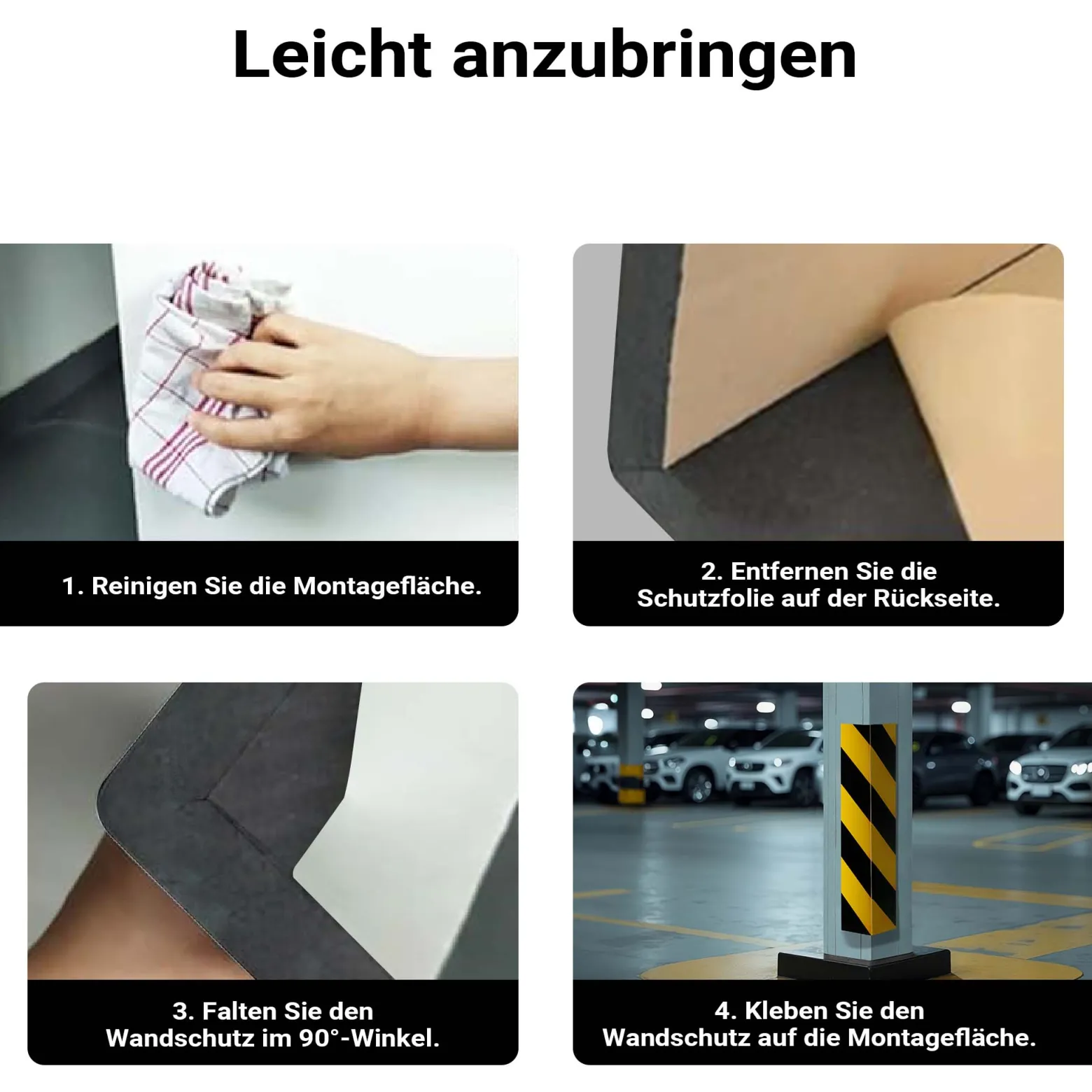 Wiltec Garagen Wandschutz 400 x 75 x 20 mm, Selbstklebender Türkantenschutz für Ihr Auto aus robustem EVA-Material, Einparkhilfe Garage