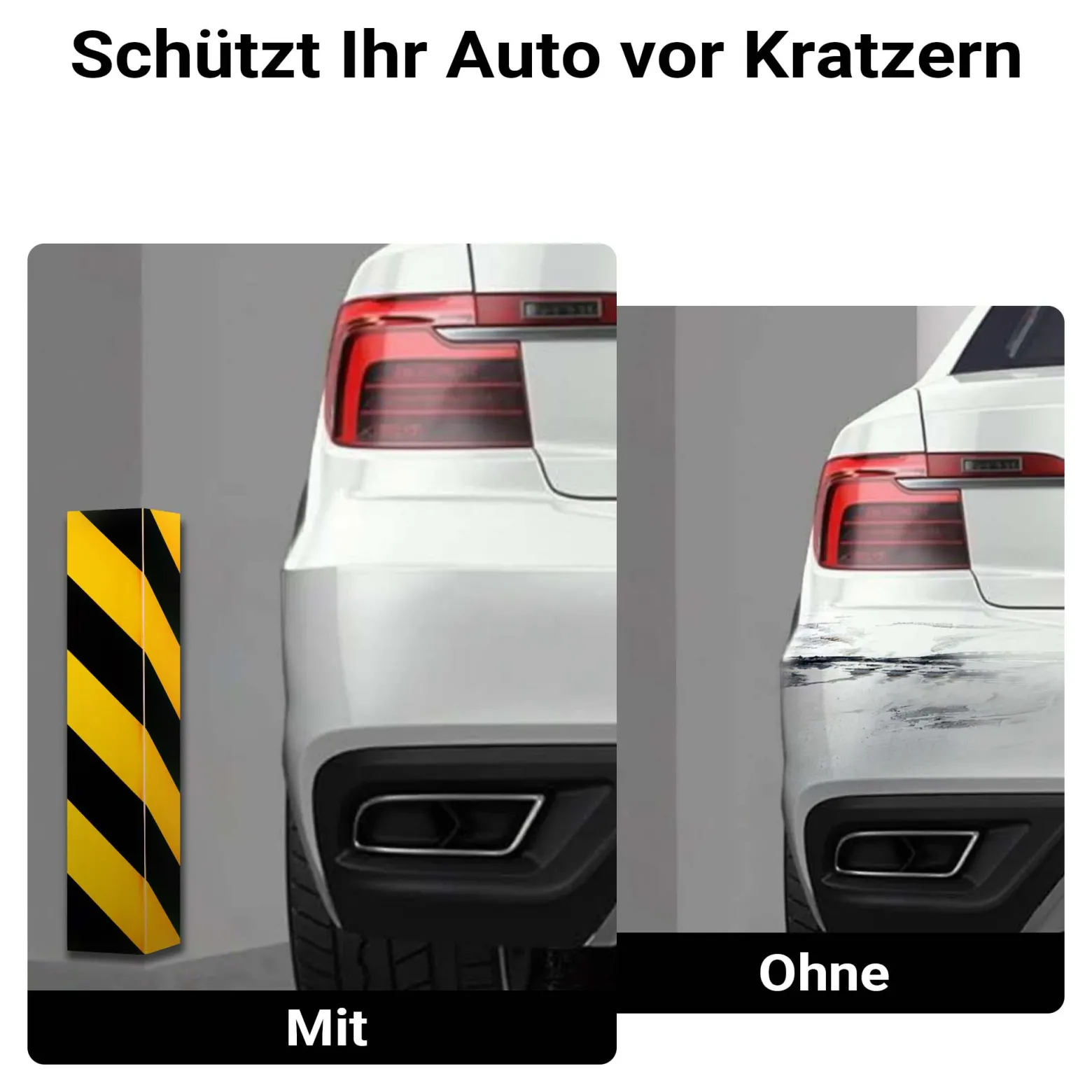 Wiltec Garagen Wandschutz 400 x 75 x 20 mm 8 Stück, Selbstklebender Türkantenschutz für Ihr Auto aus robustem EVA-Material, Einparkhilfe Garage