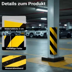Wiltec Garagen Wandschutz 400 x 75 x 20 mm 4 Stück, Selbstklebender Türkantenschutz für Ihr Auto aus robustem EVA-Material, Einparkhilfe Garage