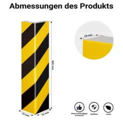 Wiltec Garagen Wandschutz 400 x 75 x 20 mm 2 Stück, Selbstklebender Türkantenschutz für Ihr Auto aus robustem EVA-Material, Einparkhilfe Garage