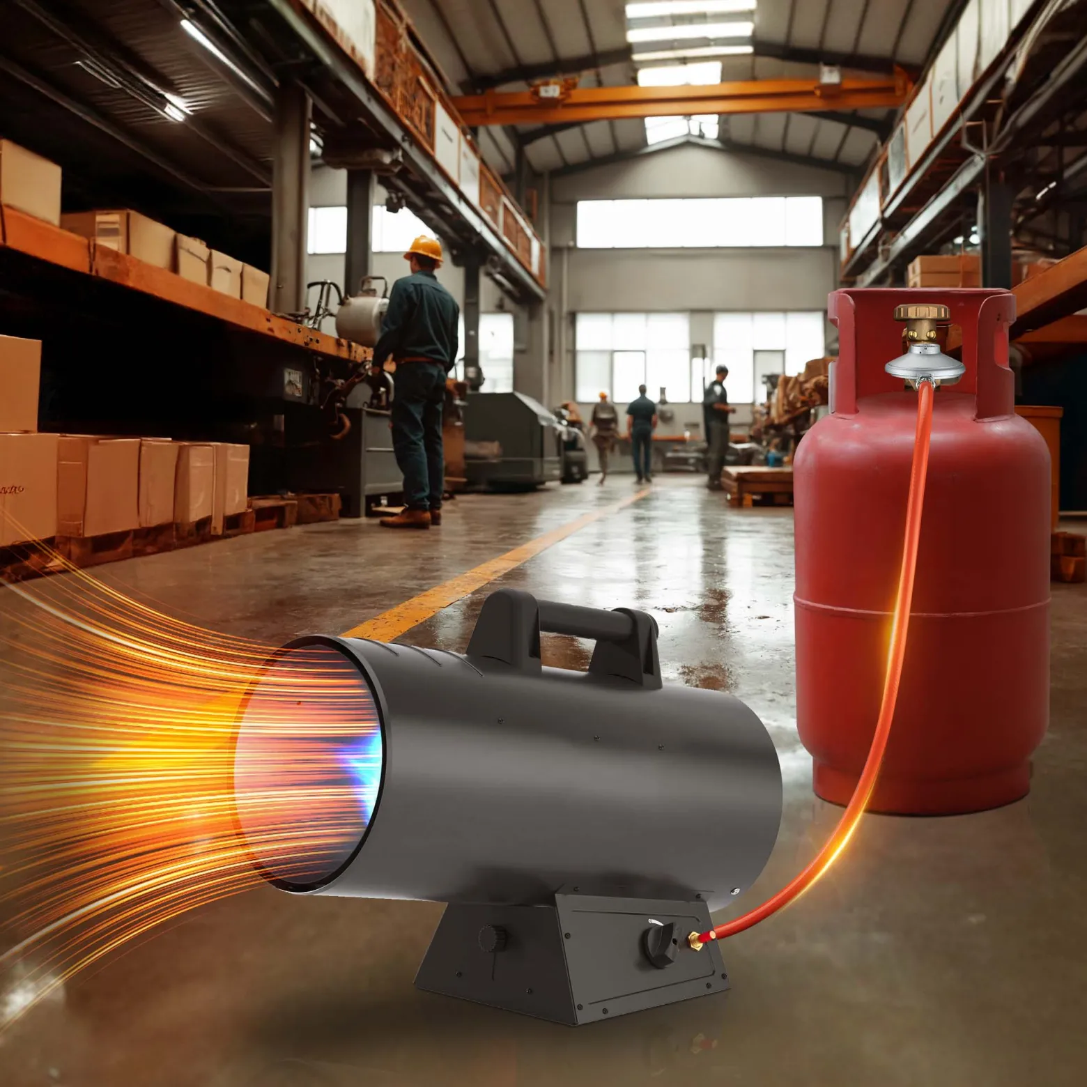 Wiltec Gasdruckminderer UK, Gasdruckregler 700 mbar, 1,5 m Gasschlauch mit Druckminderer, Druckregler für große Geräte, Gasregler für Gasheizgebläse