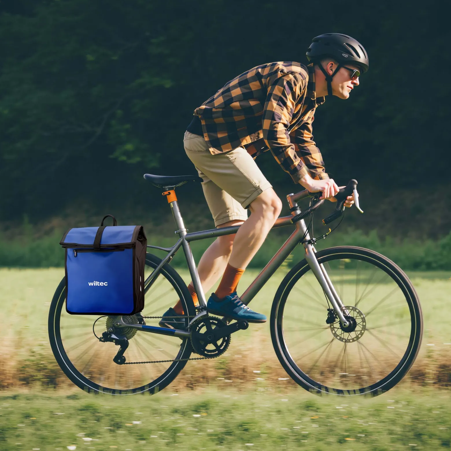 Wiltec Gepäckträgertasche blau, Fahrradtasche Gepäckträger 22 l Stauraum, wasserresistente Fahrrad Tasche, Gepäcktasche leichte Handhabung