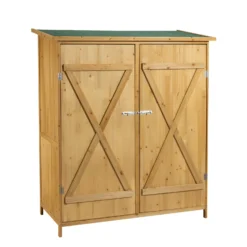 Wiltec Gerätehaus XXL holz Gartenschrank für Gartengeräte inkl. Montagematerial Gartenhaus zur Aufbewahrung Geräteschuppen Geräteschrank