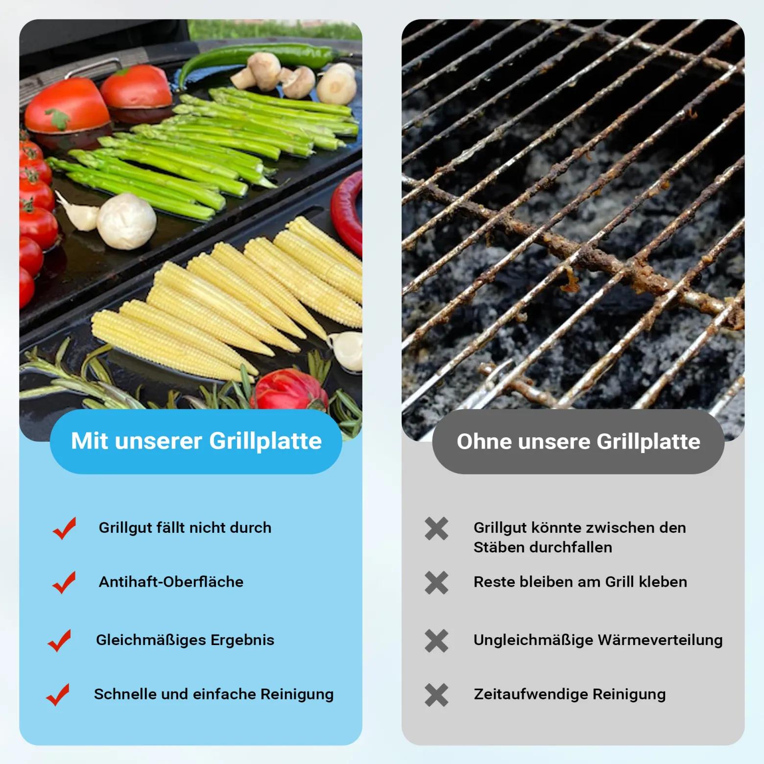 Wiltec Gusseisen Grillplatte 55 x 26,5 x 1,5 cm, Gusseisenplatte für Grill mit guter Hitzespeicherung, Grillgitter für typische Grillstreifen auf Grillgut, Grillzubehör für BBQ