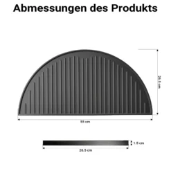 Wiltec Gusseisen Grillplatte 55 x 26,5 x 1,5 cm, Gusseisenplatte für Grill mit guter Hitzespeicherung, Grillgitter für typische Grillstreifen auf Grillgut, Grillzubehör für BBQ