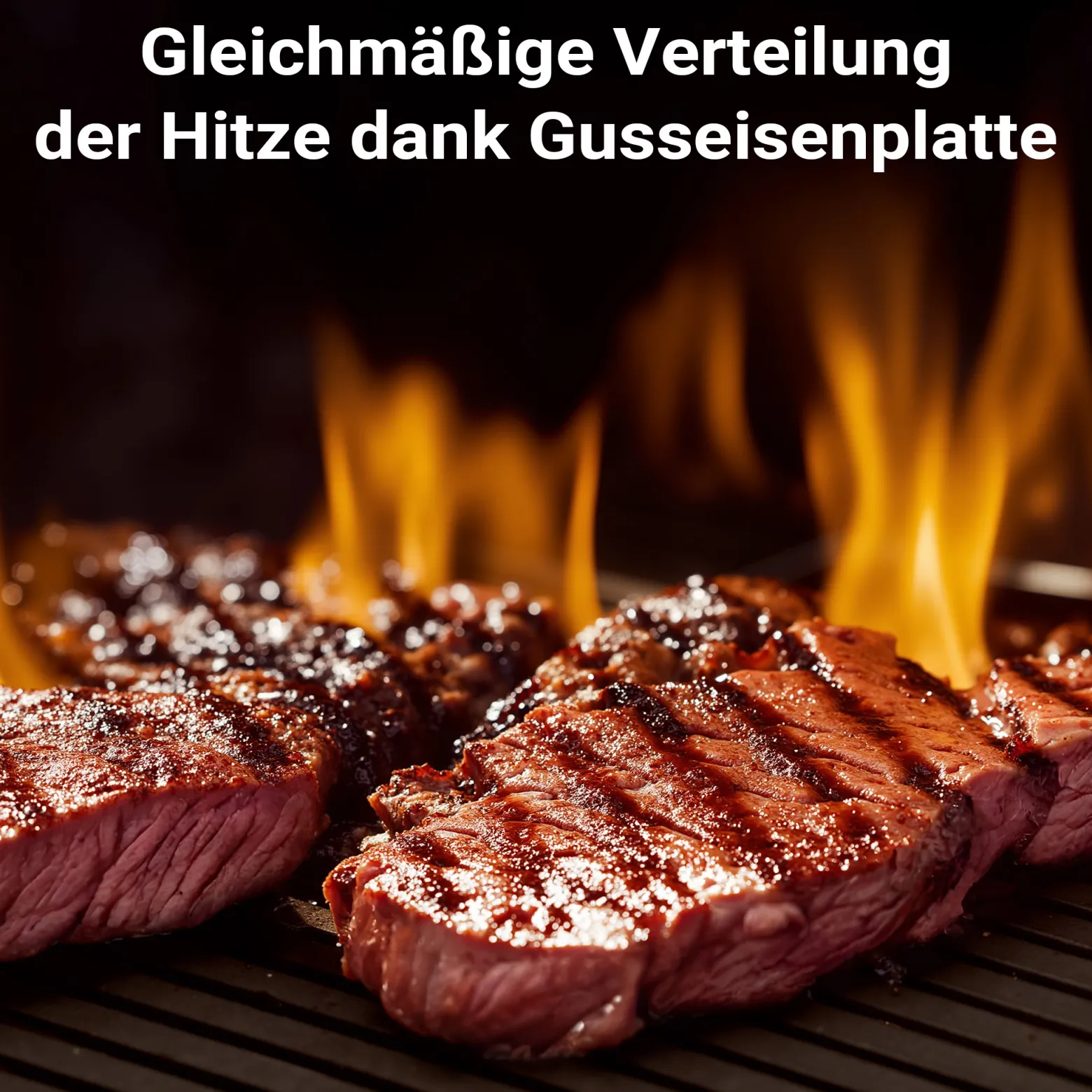 Wiltec Gusseisen Grillplatte 46,7 x 22,8 x 1,5 cm, Gusseisenplatte für Grill mit guter Hitzespeicherung, Grillgitter für typische Grillstreifen auf Grillgut, Grillzubehör für BBQ