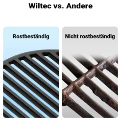 Wiltec Gusseisen Grillrost und Grillplatte, Gussrost für Grill mit guter Hitzespeicherung, Grillgitter für typische Grillstreifen, Grillzubehör für BBQ