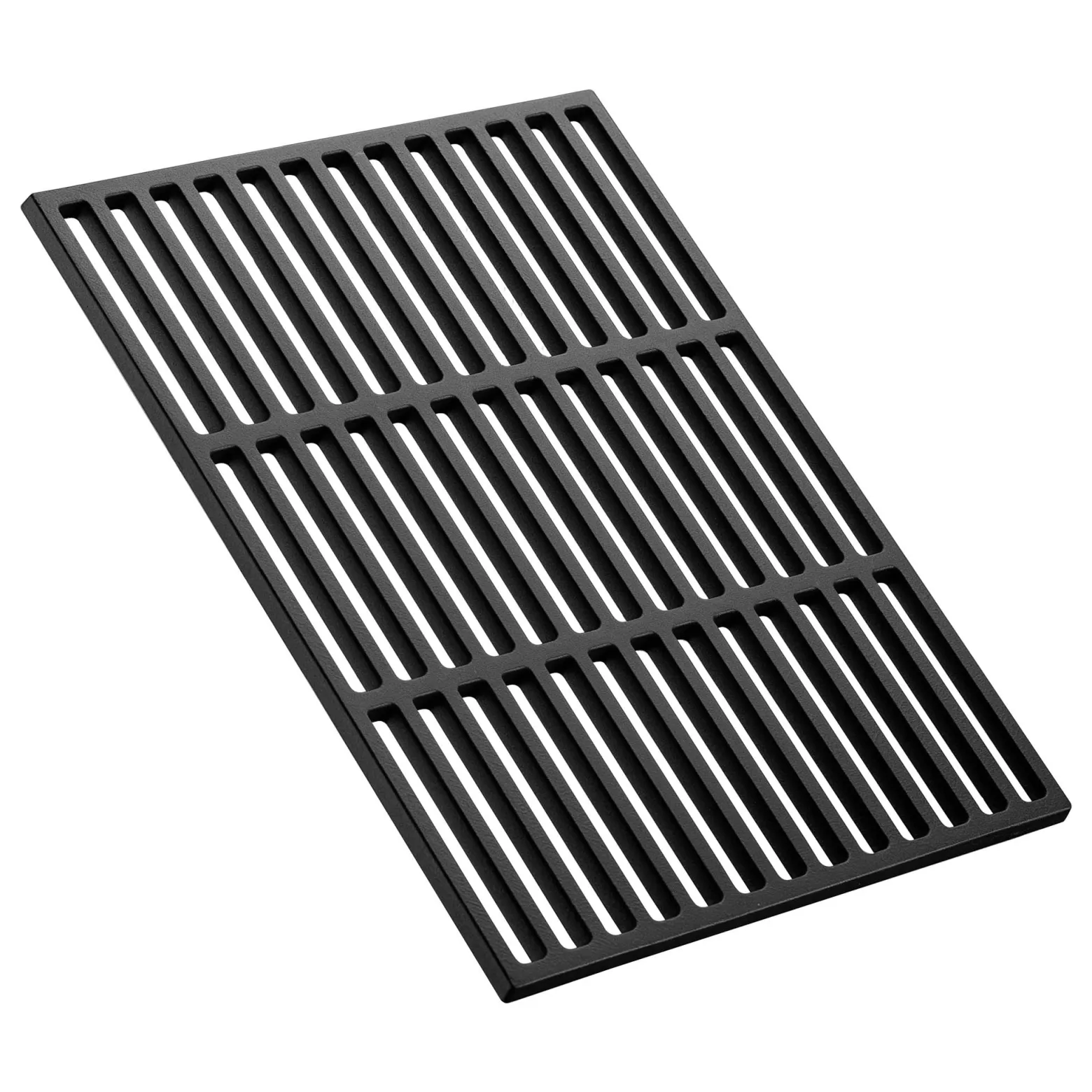 Wiltec Gusseisen Grillrost 30 x 44,5 cm, Grillgitter für Holzkohlegrill & Gasgrill, Gussgrillrost für BBQ, Grilleinsatz matt emailliert eckig