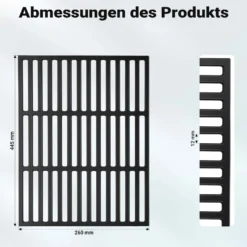 Wiltec Gusseisen Grillrost 26 x 44,5 cm, Grillgitter für Holzkohlegrill & Gasgrill, Gussgrillrost für BBQ, Grilleinsatz matt emailliert eckig