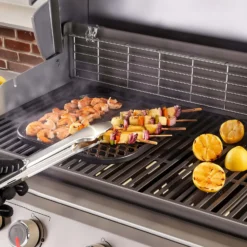 Wiltec Gusseisen Grillrost 26 x 44,5 cm, Grillgitter für Holzkohlegrill & Gasgrill, Gussgrillrost für BBQ, Grilleinsatz matt emailliert eckig