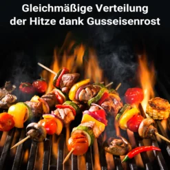 Wiltec Gusseisen Grillrost 55 x 26,5 x 0,9 cm, Gussrost für Grill mit guter Hitzespeicherung, Grillgitter für typische Grillstreifen auf Grillgut, Grillzubehör für BBQ